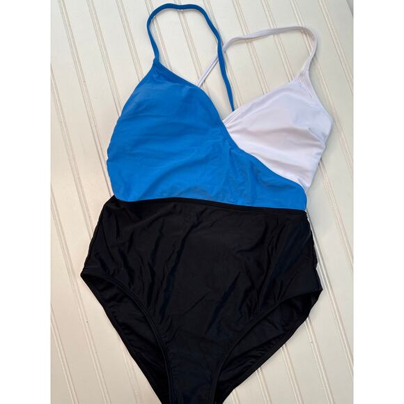 NWT Cupshe Italian Voyage Colorblock Lace-Back One Piece Swimsuit BUNDLE Sz L - Picture 6 of 9